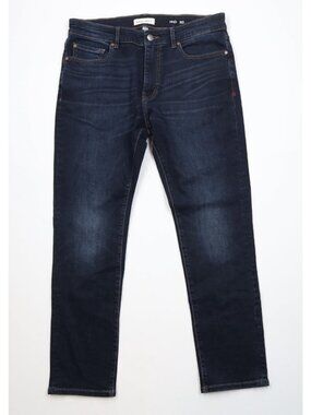 Warp & Weft Mens 33x28 Faded Stretch Tokyo Skinny Leg Denim Jeans Dark Wash Blue